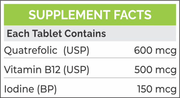 Evofol  Quatrefolic+Vitamin B12+Iodine 30 tablets - Image 2